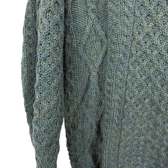 Aran Sweater Market Fisherman Dark Green Cable Knit Ireland Made Sweater sz M - Picture 5 of 16